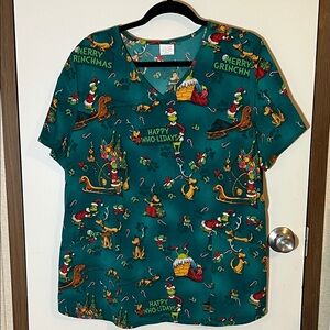 Dr. Seuss Green Grinch Scrub Top